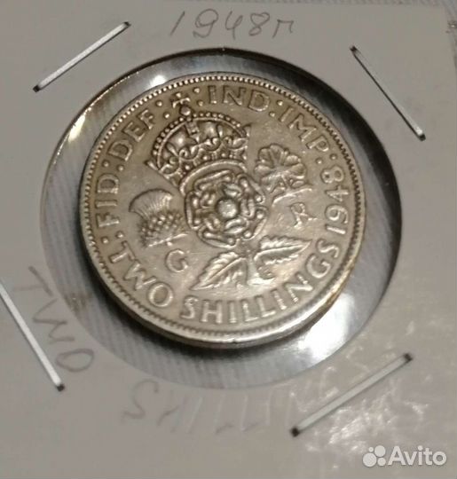 Монеты Англии Florin(Two Shilling) 1948-1954г