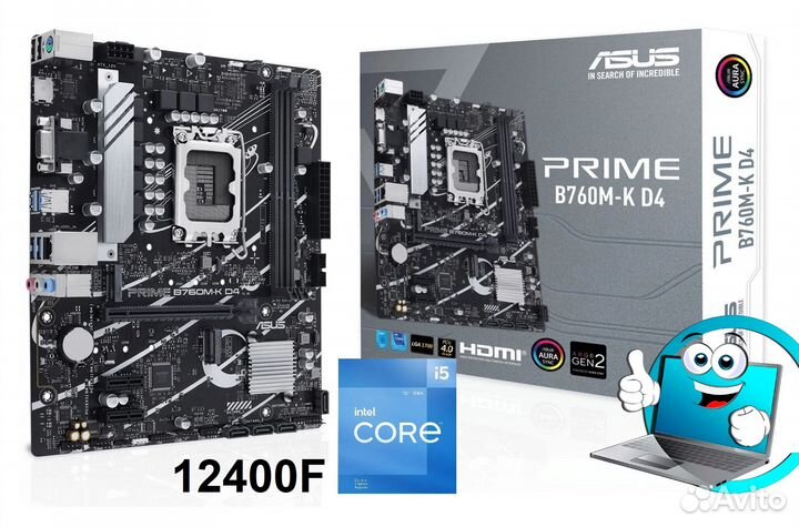 Топ Комплект i5 12400F + Asus Prime B760M-K