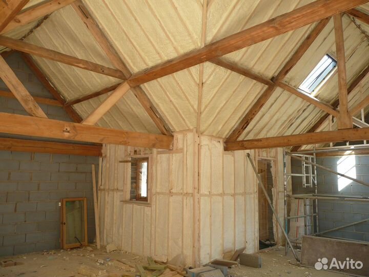 Утепление пенополиуретаном мансарды дома