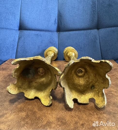 Старинные подсвечники бронза огненное золочение