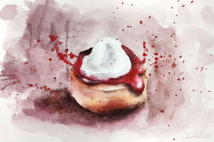 Открытка акварелью, ручная работа. Размер А5