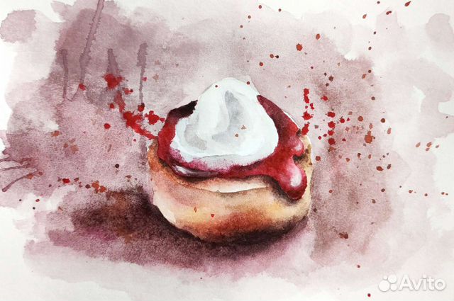 Открытка акварелью, ручная работа. Размер А5