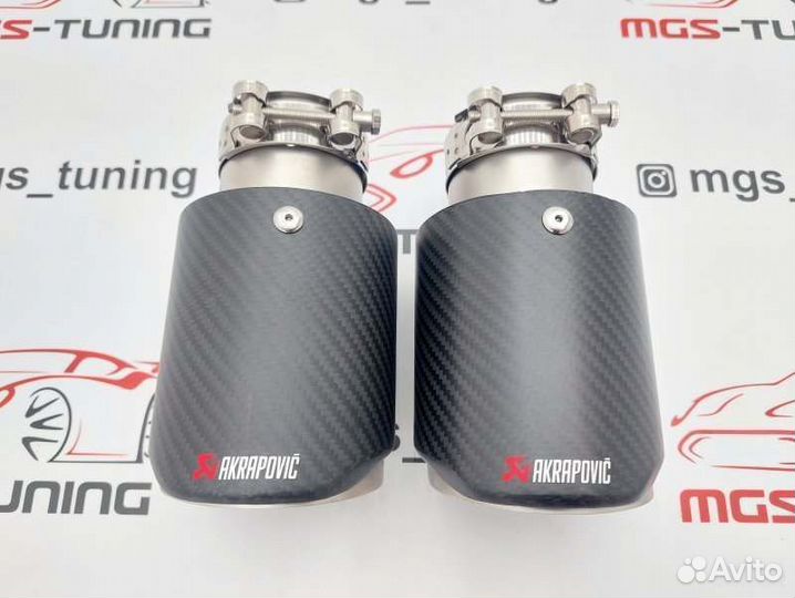 2 Насадки выхлоп Akrapovic Art Sport карбон 102мм