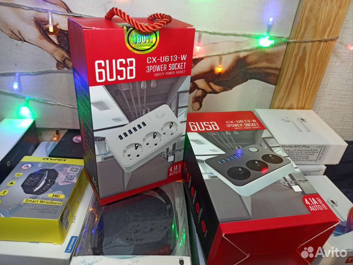 Сетевой фильтр 6 USB и 3 розетки / Удлинитель