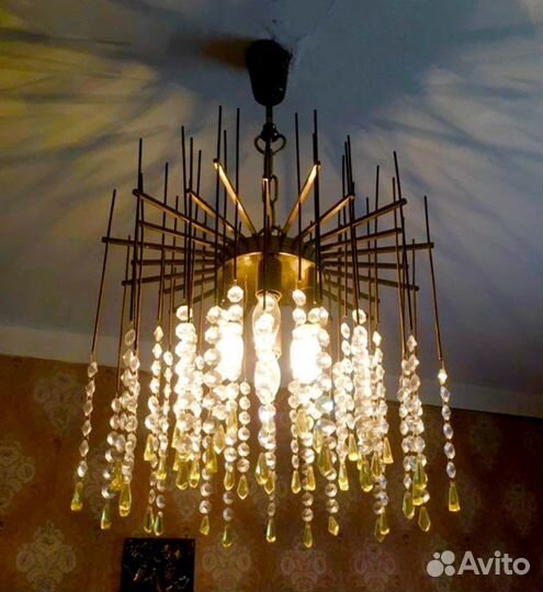 Люстра хрустальная винтажная солнце