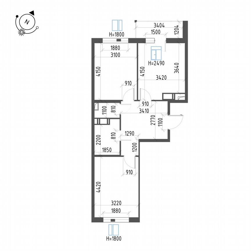 2-к. квартира, 60 м², 6/12 эт.