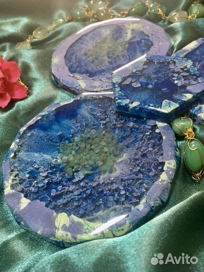 Набор подстаканников(костеры) с натуральным хризоп