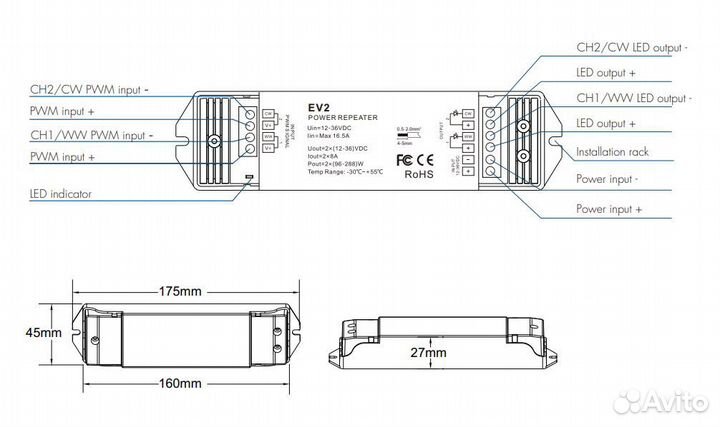 EV2 Power Repeater 2CH Constant Voltage