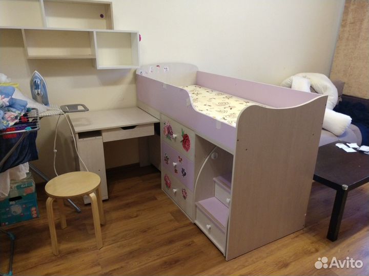 Кровать-чердак Мезонин Мебель, Малыш дуб молочный