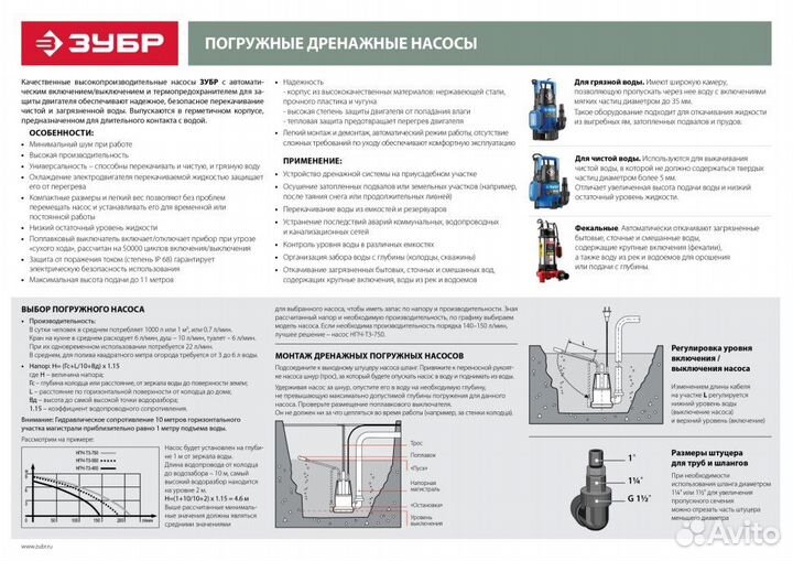 Нпч-Т7-250 Насос Т7 аквасенсор погружной, зубр Про