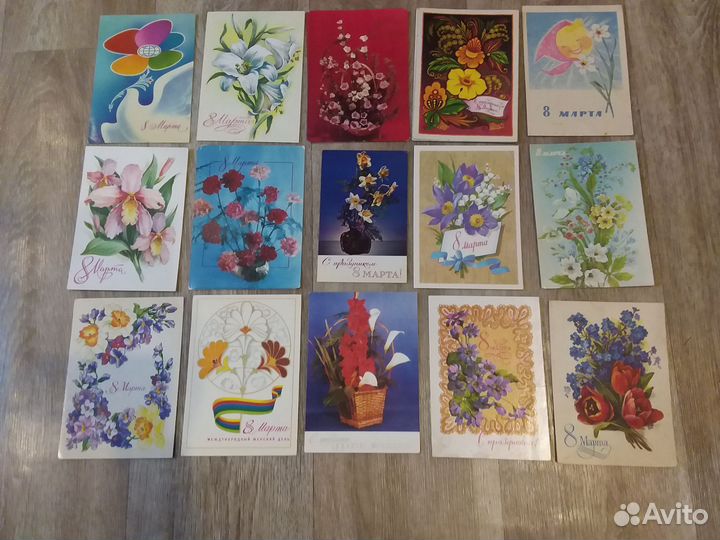 Открытки СССР 8 марта,с днём рождения