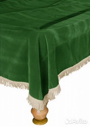 Покрывало для стола 12 ф зеленое/бежевая бахрома