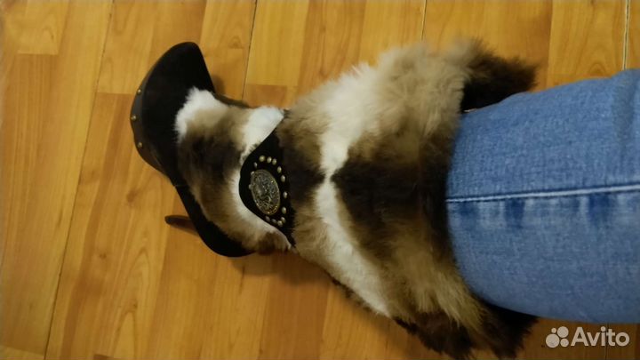 Зимние сапоги, натуральные замшаи мех, винтаж