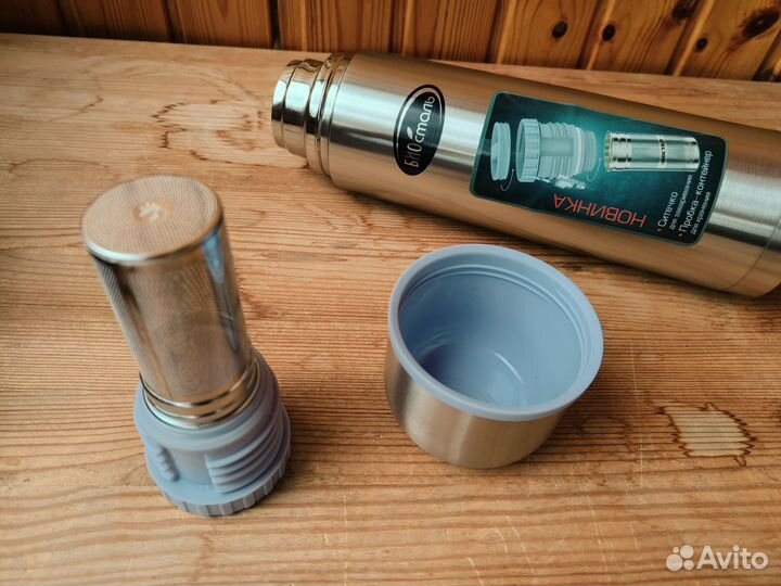 Термос Биосталь 1л с ситечком