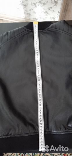 Куртка бомбер демисез,кожзам, чёрн,р 134