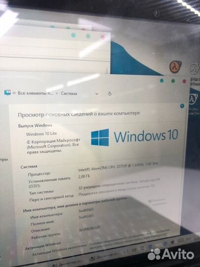 Планшет с клавиатурой Acer swiftsw3 на Win 10 32gb