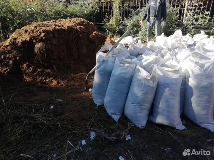 Навоз конский в мешках и валом