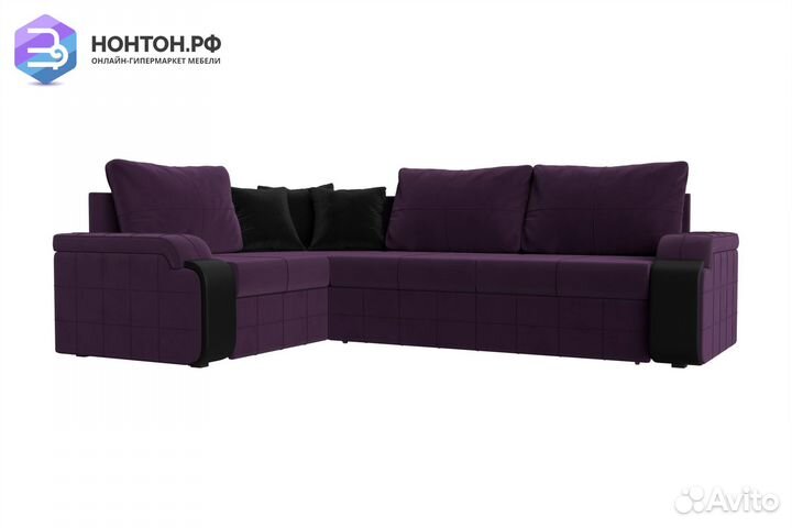 Диван угловой дельфин Николь велюр фиолетовый