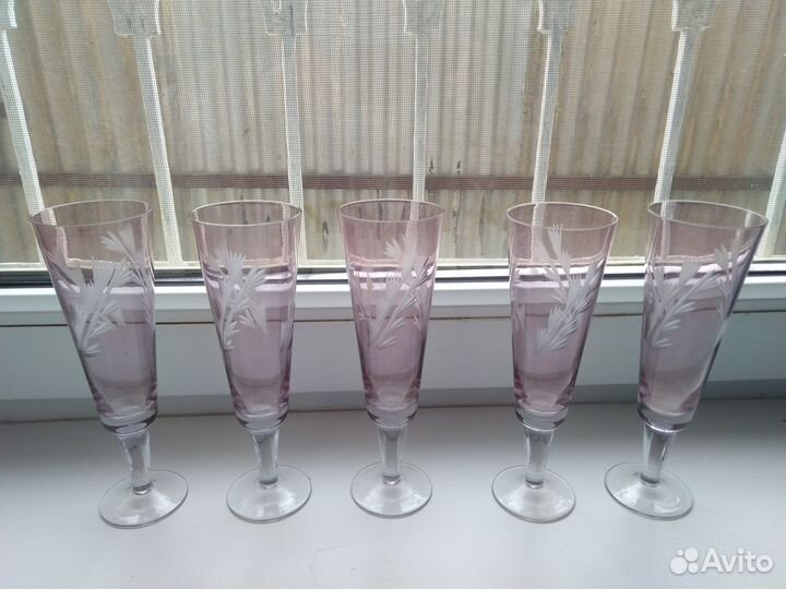 Старинные Фужеры цветной хрусталь СССР ГДР