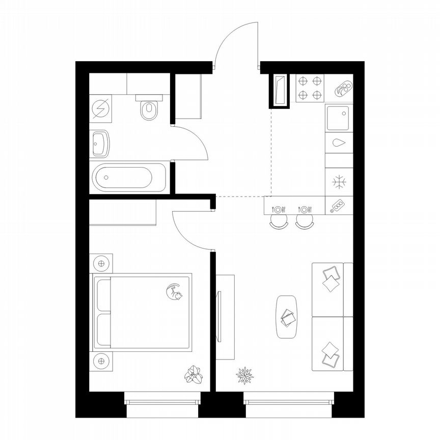 1-к. квартира, 34,6 м², 13/45 эт.