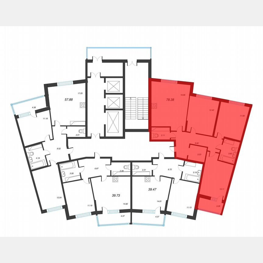 3-к. квартира, 80 м², 14/22 эт.