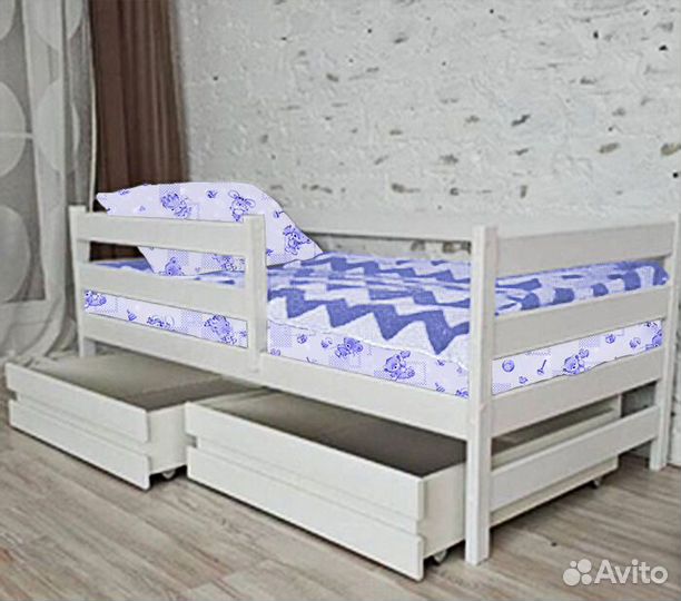 Кроватка софа эко берёза для малыша высокий борт