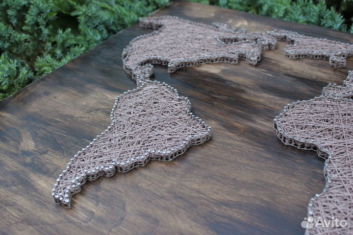 Картина ручной работы карта мира стринг-арт