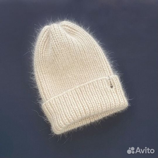 Вязаная зимняя женская шапка из пуха норки