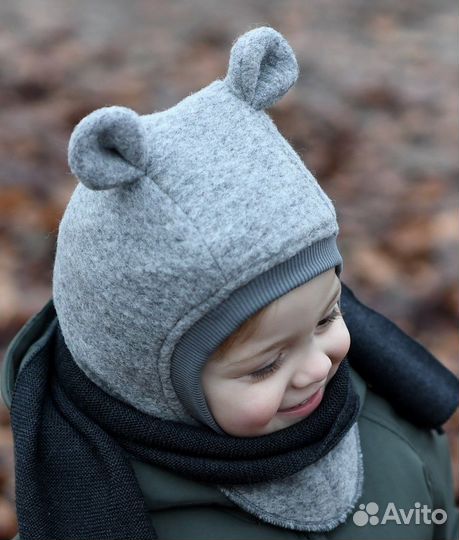 Шлем huttelihut 2-4 зима мишка