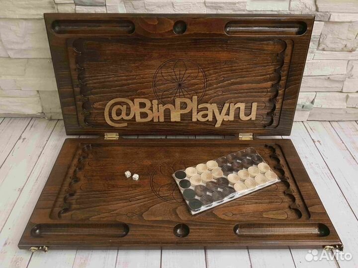 Нарды резные Голова тигра геометрия