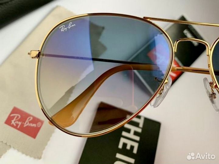 Очки ray ban aviator голубые