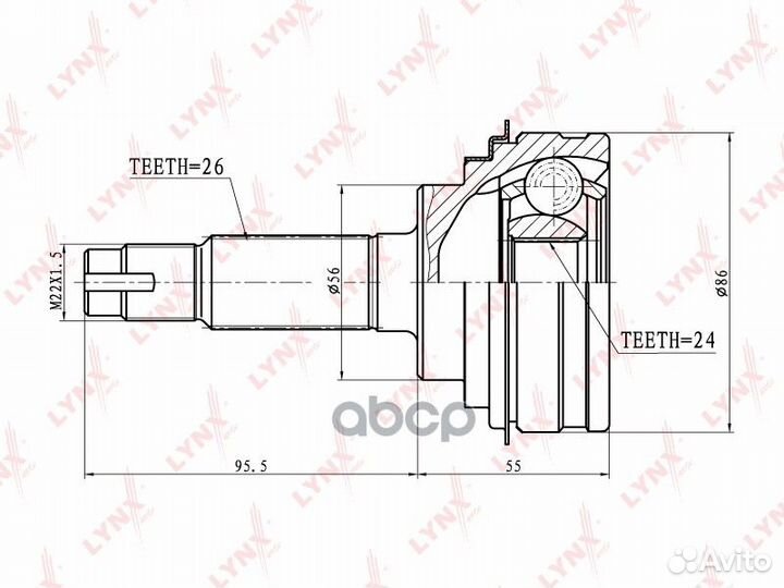 Шрус наружный перед правлев lynxauto CO-750