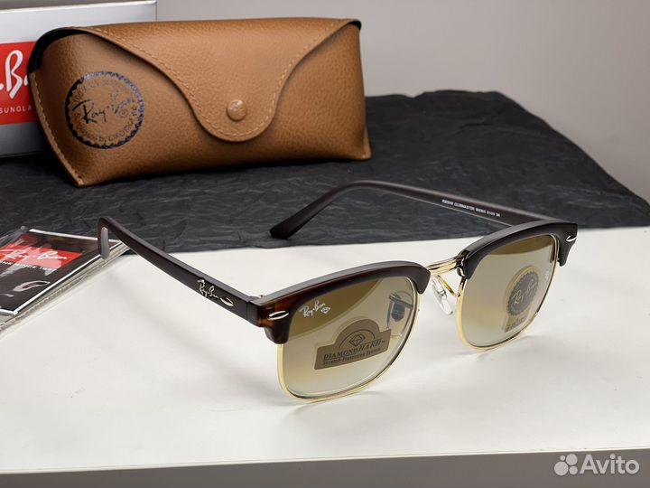 Очки ray ban clubmaster стекло коричневые комплект