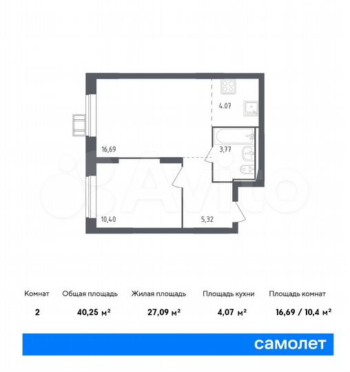 2-к. квартира, 40,3 м², 17/17 эт.