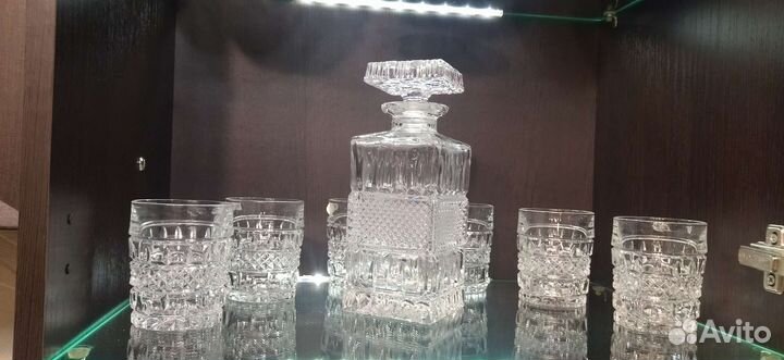 Штоф с бокалами хрустальный богемия