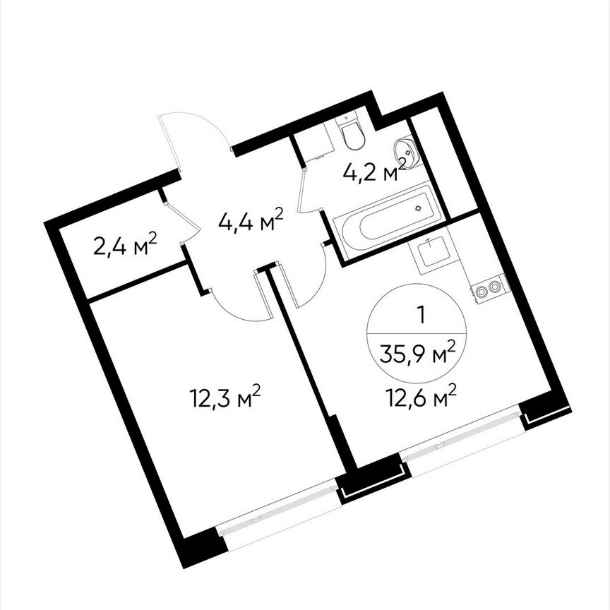 1-к. квартира, 35,9 м², 2/17 эт.