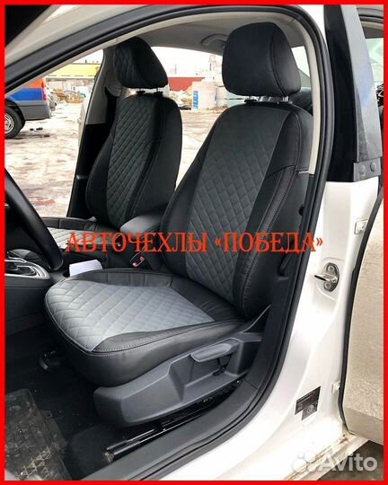 Чехлы Volkswagen Jetta 6 из экокожи чёрно-серые