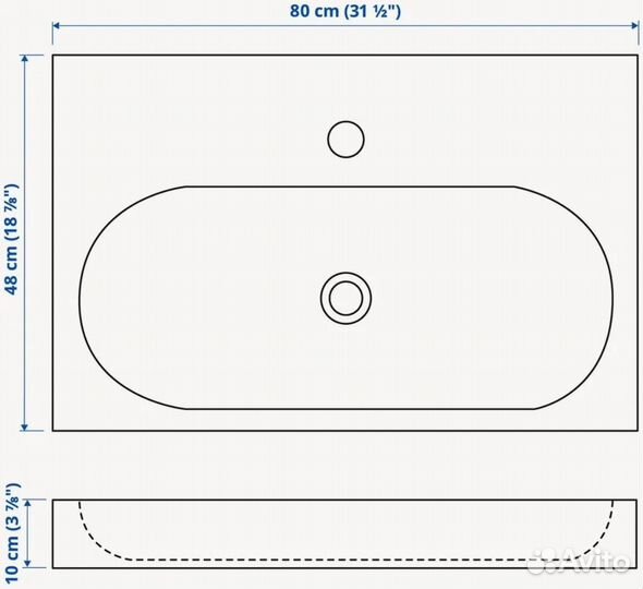 Раковина Икеа Бровикен 80см