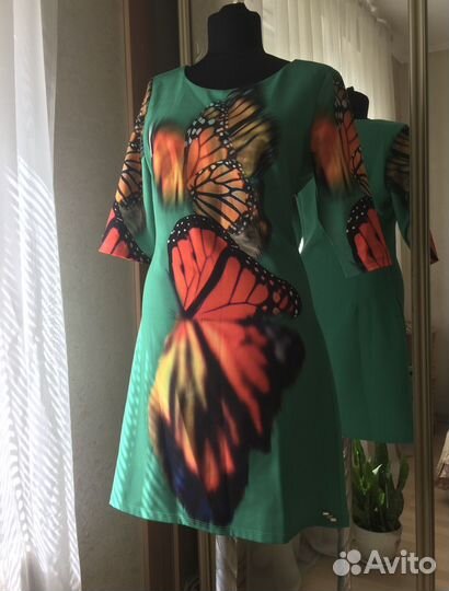 Платье с бабочками, р.44