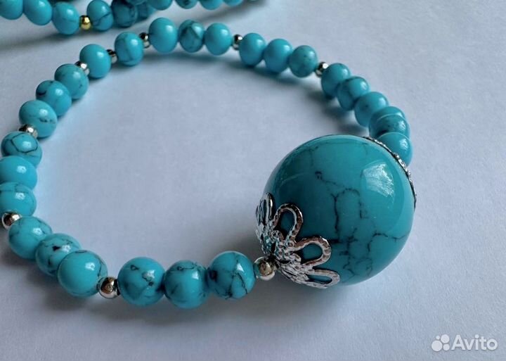 Браслет из голубой бирюзы 3 варианта