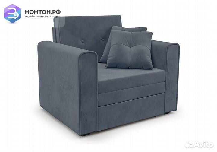 Кресло выкатное Санта велюр серо-синий