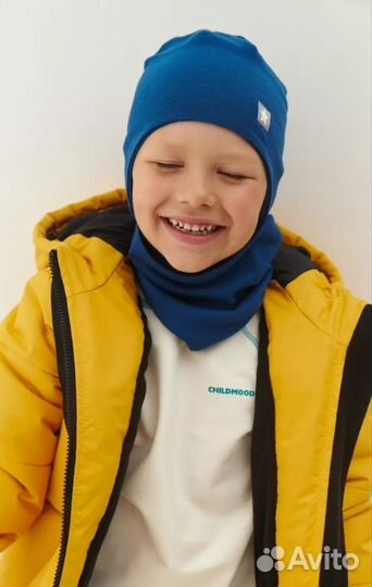 Шапка для мальчика с завязками детская со снудом