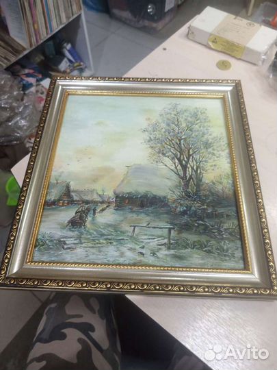 Картина Зима в деревне