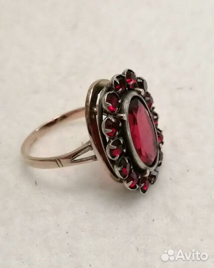 Кольцо, золото, серебро, камень