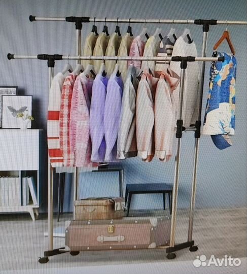 Вешалка напольная для одежды двойная