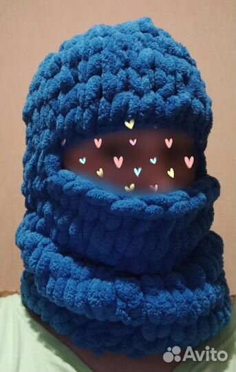 Шапка балаклава плюшевая с ушками