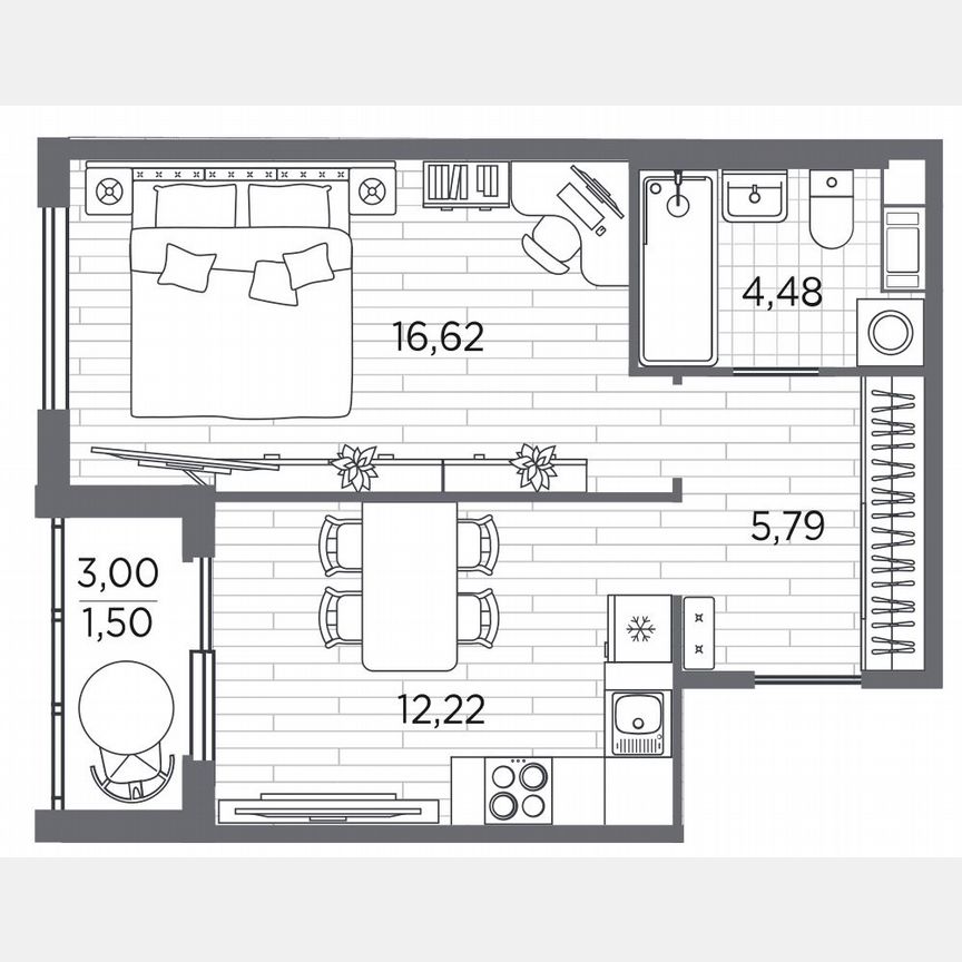 1-к. квартира, 40,6 м², 4/5 эт.