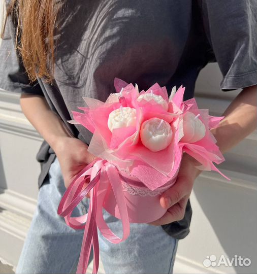 Цветы на 8 марта букет из свечей