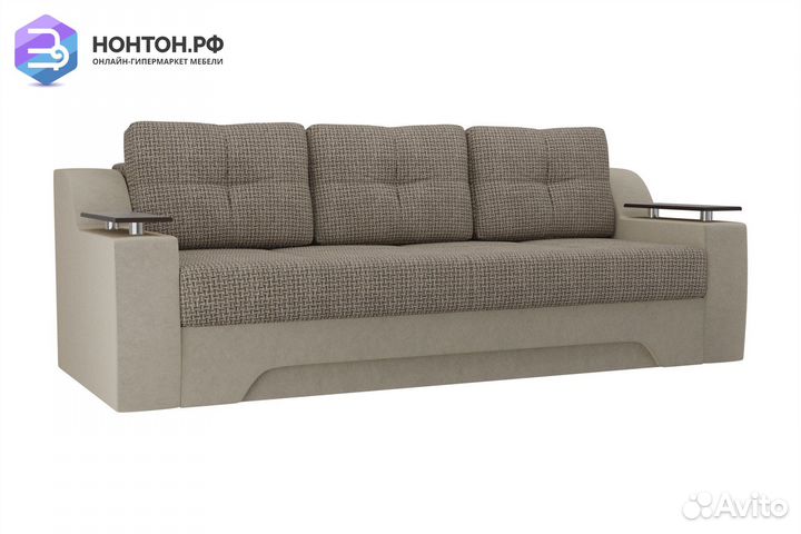 Диван еврокнижка Сенатор корфу коричневый / бежевы