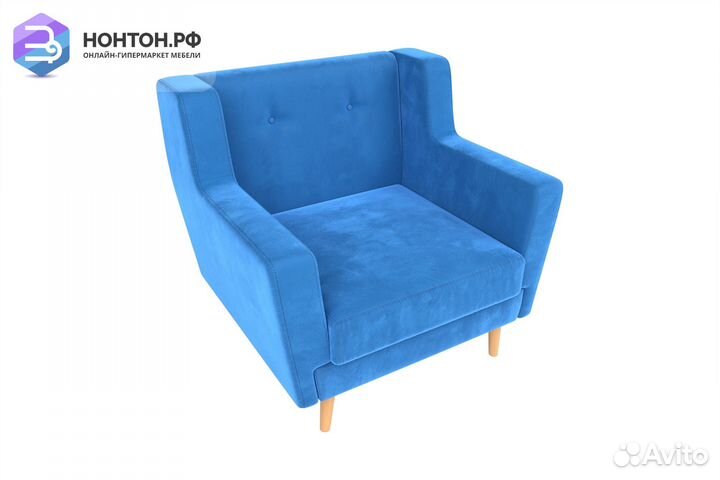 Кресло Брайтон велюр голубой